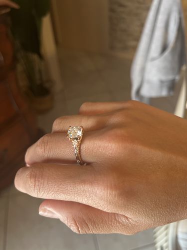 Customer photo review of 【#18】925 Sterling Silver Moissanite Rings, Buy one, get 1 free stud and 1 free necklace（self select from details page）