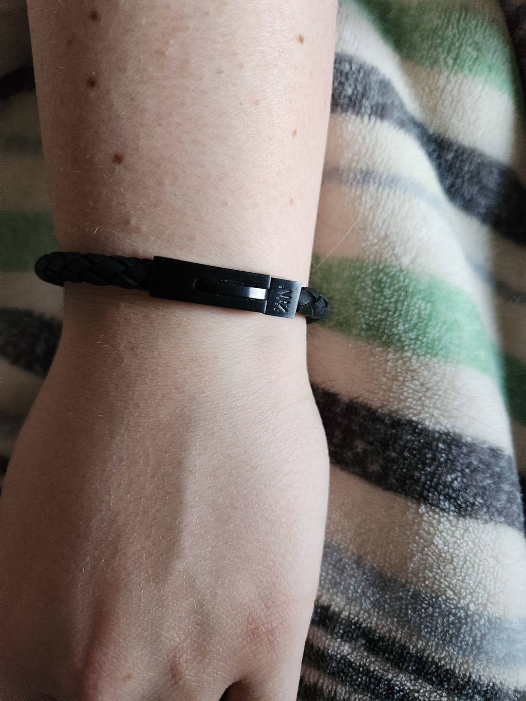 Customer photo review of 6mm Black Leather Bracelet