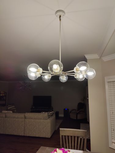 Customer photo review of Contemporary 8-Light Glass Globe Sputnik Chandelier