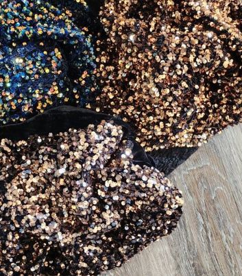 Customer photo review of Bright Gold Sequin on Velvet