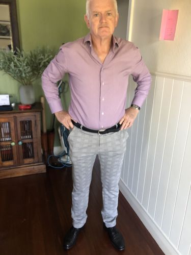 Customer photo review of Ultra Stretch Chino Pants - Slim Fit - Tartan Grey Check