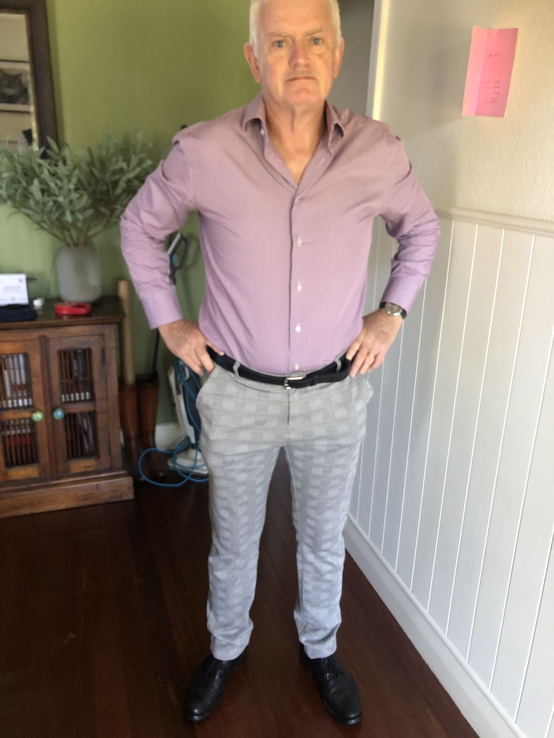 Customer photo review of Ultra Stretch Chino Pants - Slim Fit - Tartan Grey Check