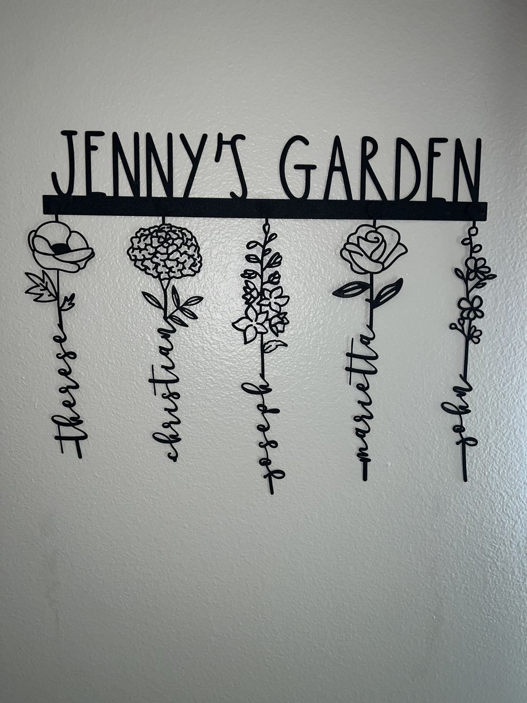 Customer photo review of Our Family Garden - Personalized Birth Month Flowers Family Name Sign Mother's Day Gift