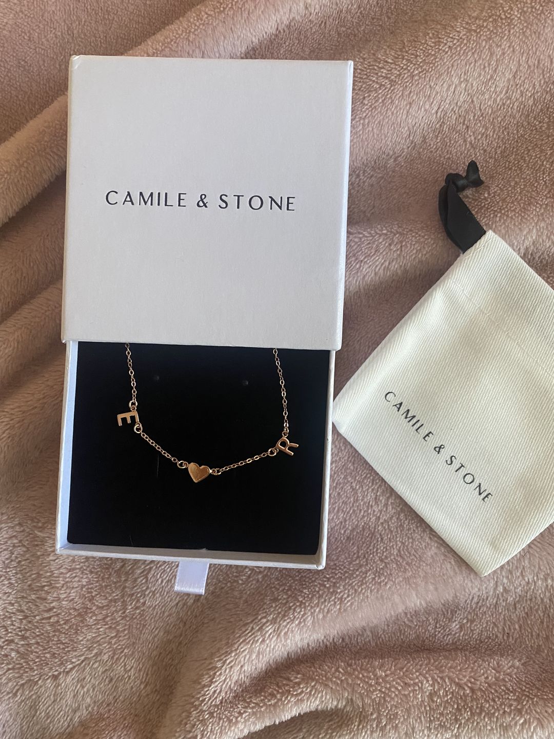 Customer photo review of The Original Initial Letter Solid Heart Necklace