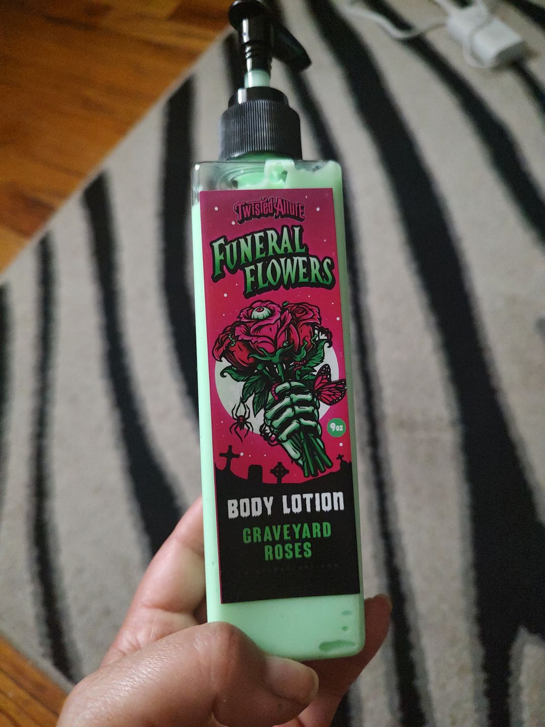 Customer photo review of Funeral Flowers body lotion (Graveyard Roses)