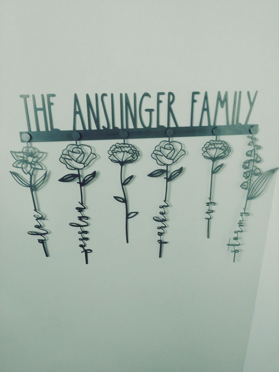 Customer photo review of Our Family Garden - Personalized Birth Month Flowers Family Name Sign Mother's Day Gift
