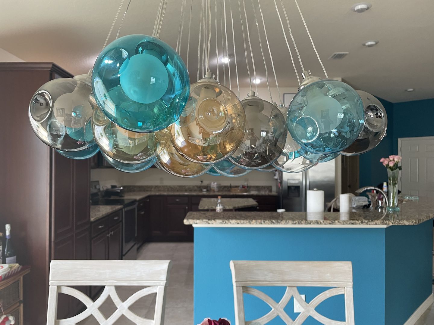 Customer photo review of Unique Multi-Color Globe Cluster Chandelier