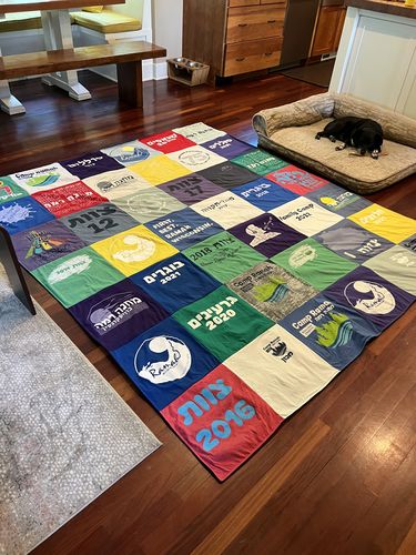 T-shirt quilt with travel, community service themes by Nicole from WI