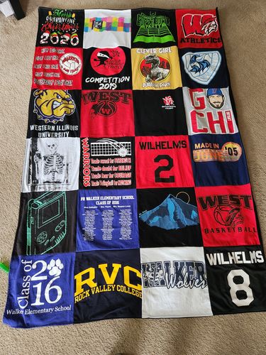 T-shirt quilt featuring west basketball by Emily from IL