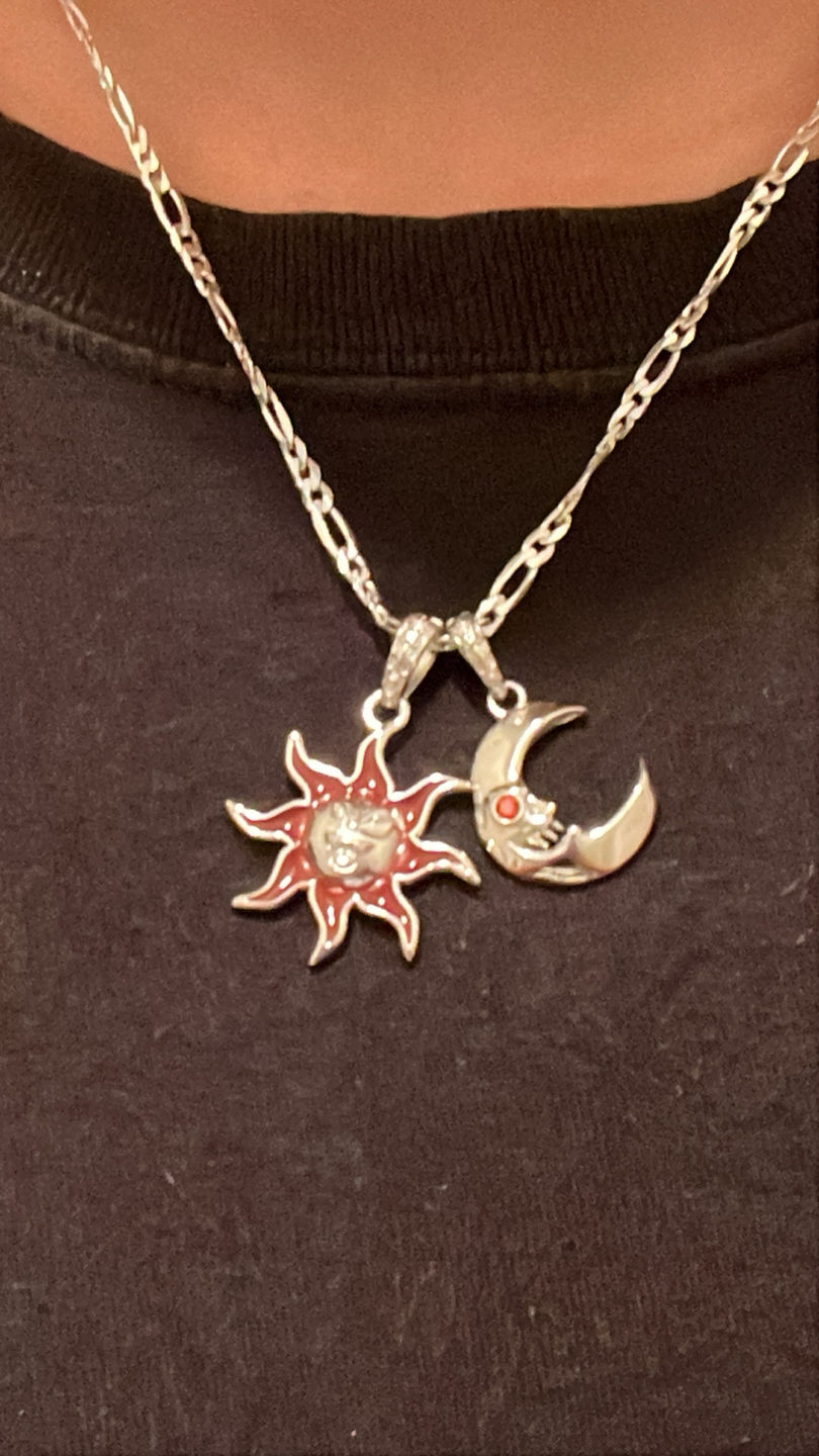 Customer photo review of SUNNY THE SOMBER SUN PENDANT