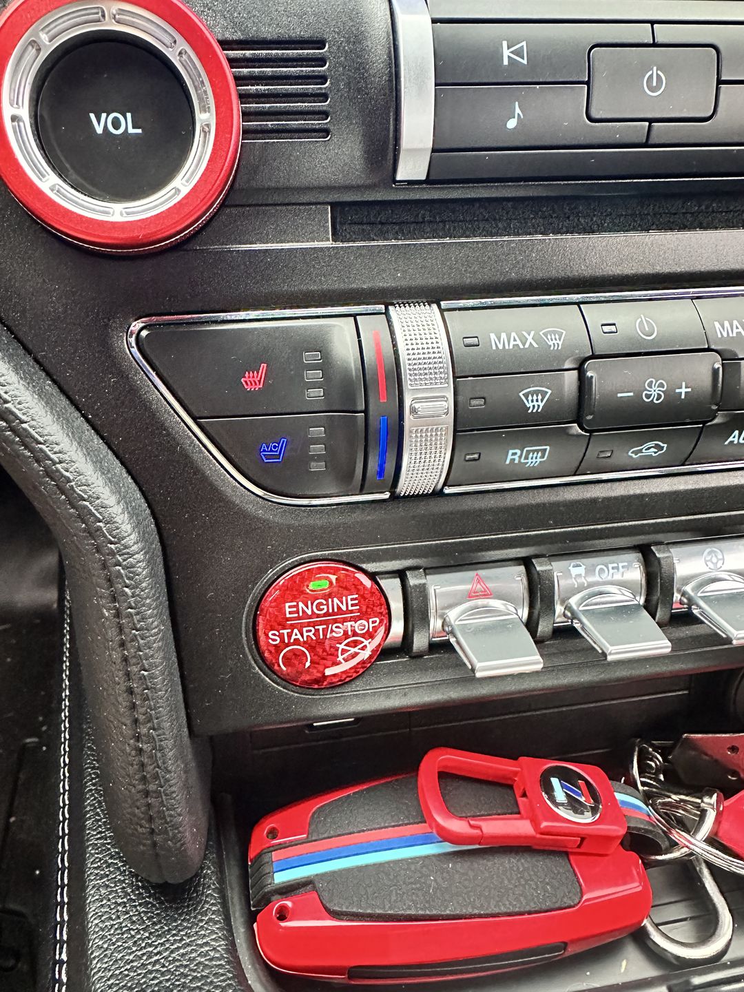 Customer photo review of Engine Start Stop Button Carbon Fiber Cover for 2015-2023 S550 Ford Mustang