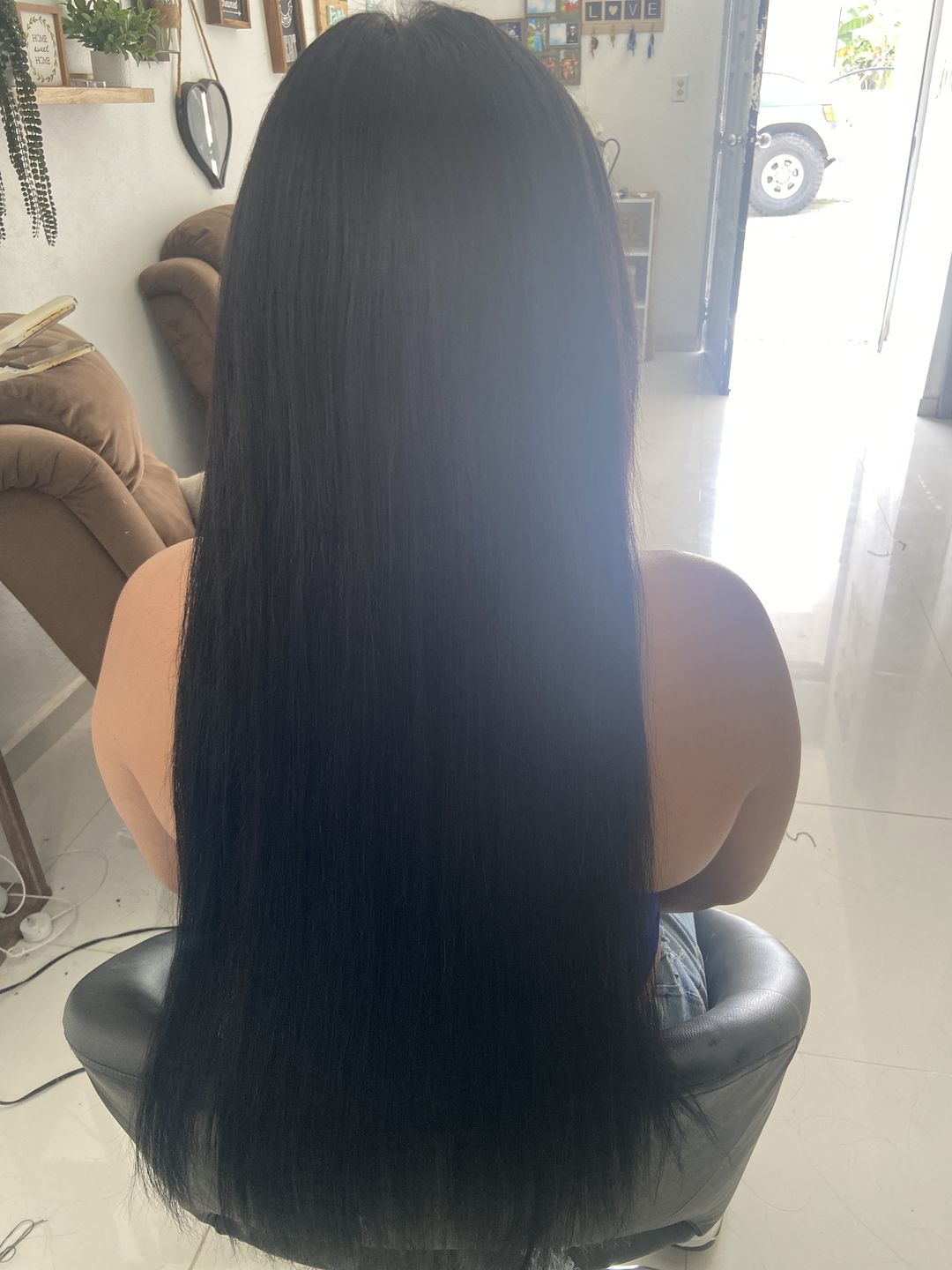 Customer photo review of Weft Hair Extensions Human Hair Weft Solid Jet Black #1
