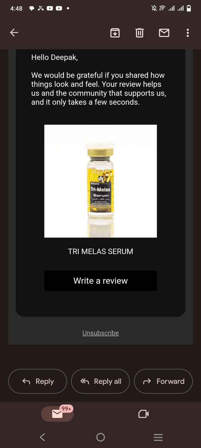 Customer photo review of TRI MELAS SERUM