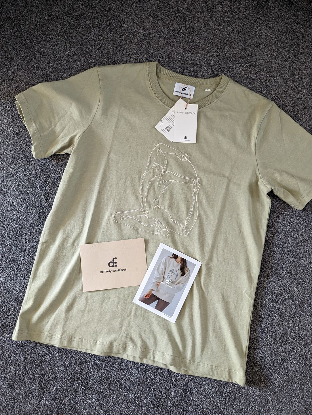 Customer photo review of 'Mermaid' Sage Embroidered Organic Cotton T-shirt