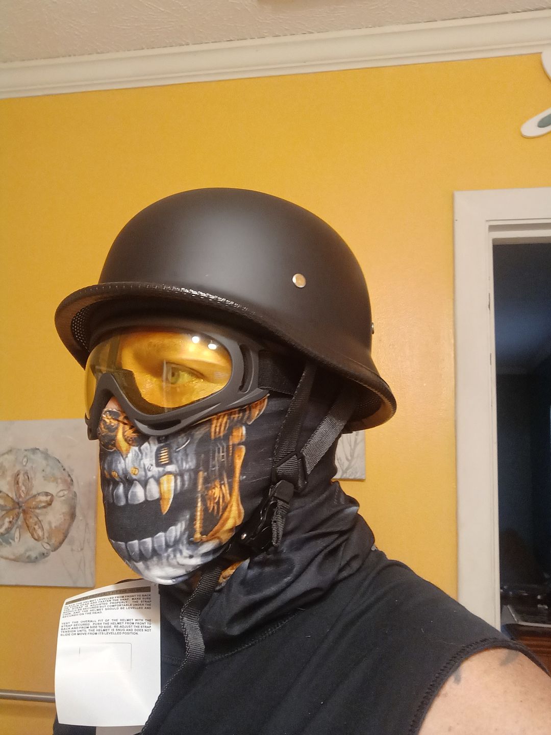 Customer photo review of Mayan Style Half Helmet - Matte Black