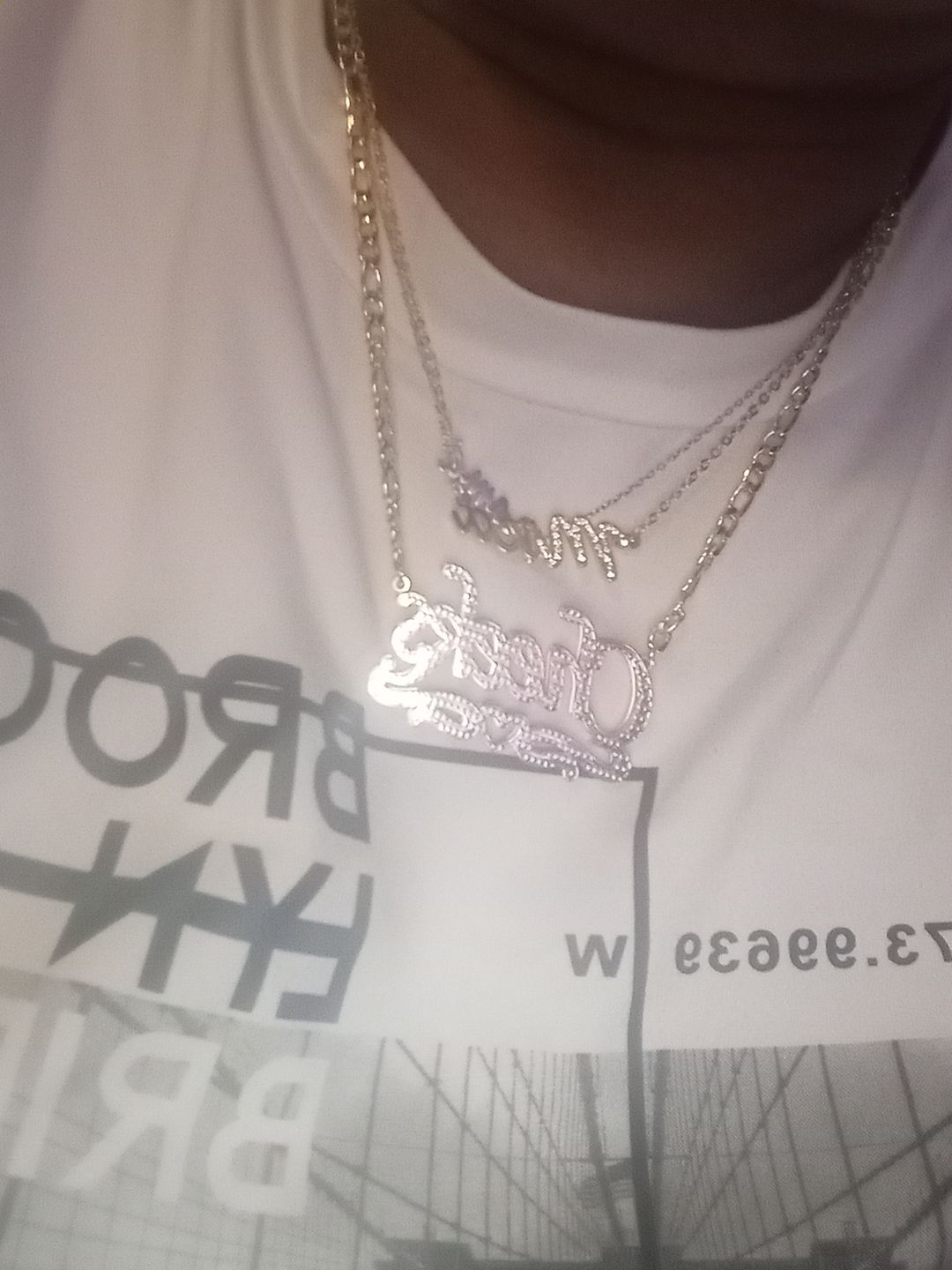 Customer photo review of Iced Letter Script Name Necklace