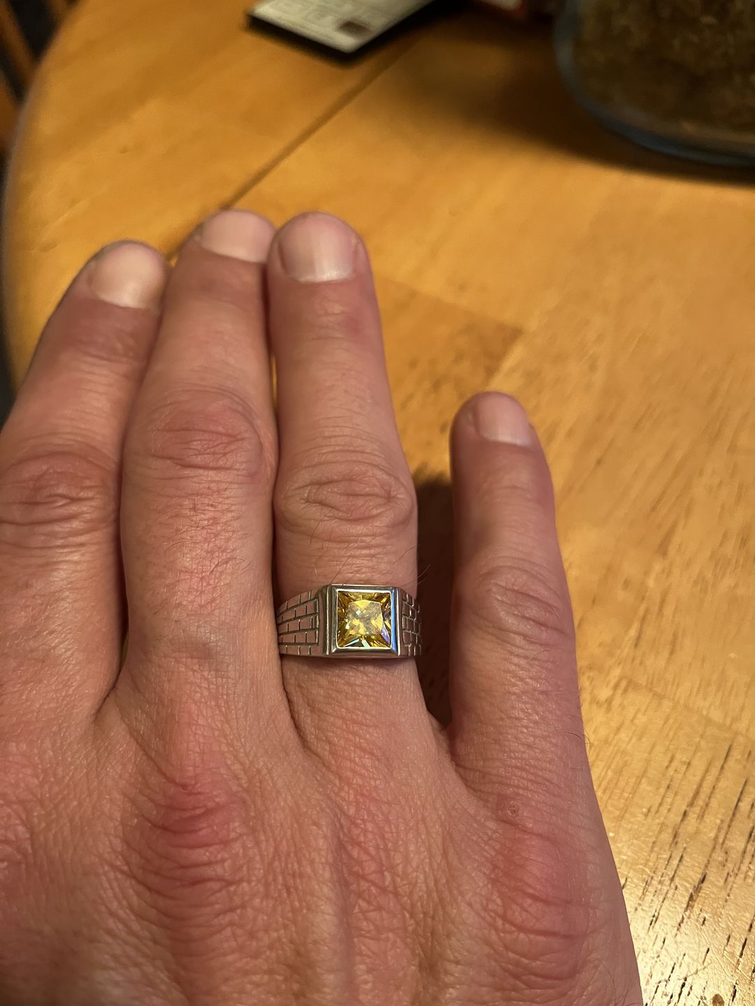 Customer photo review of Men's Solitaire Ring in Sterling Silver