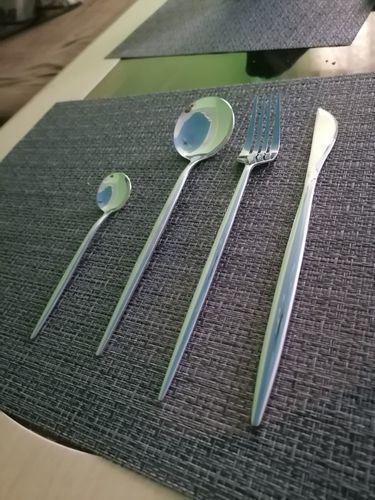 Customer photo review of Modern Silver Flatware Set