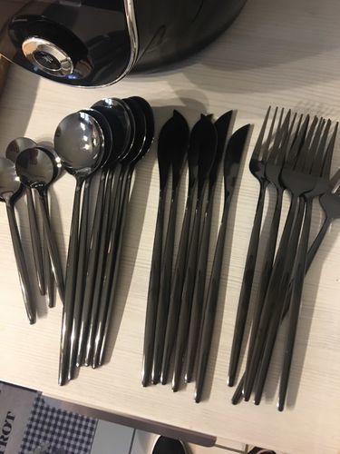 Customer photo review of Modern Black Flatware Set