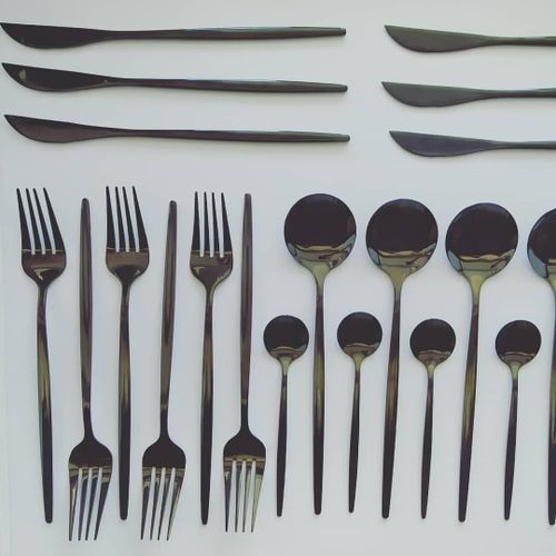 Customer photo review of Modern Black Flatware Set
