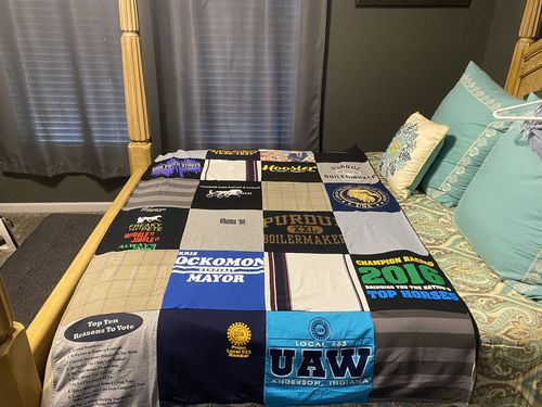T-shirt quilt from purdue university by Andrea from IN