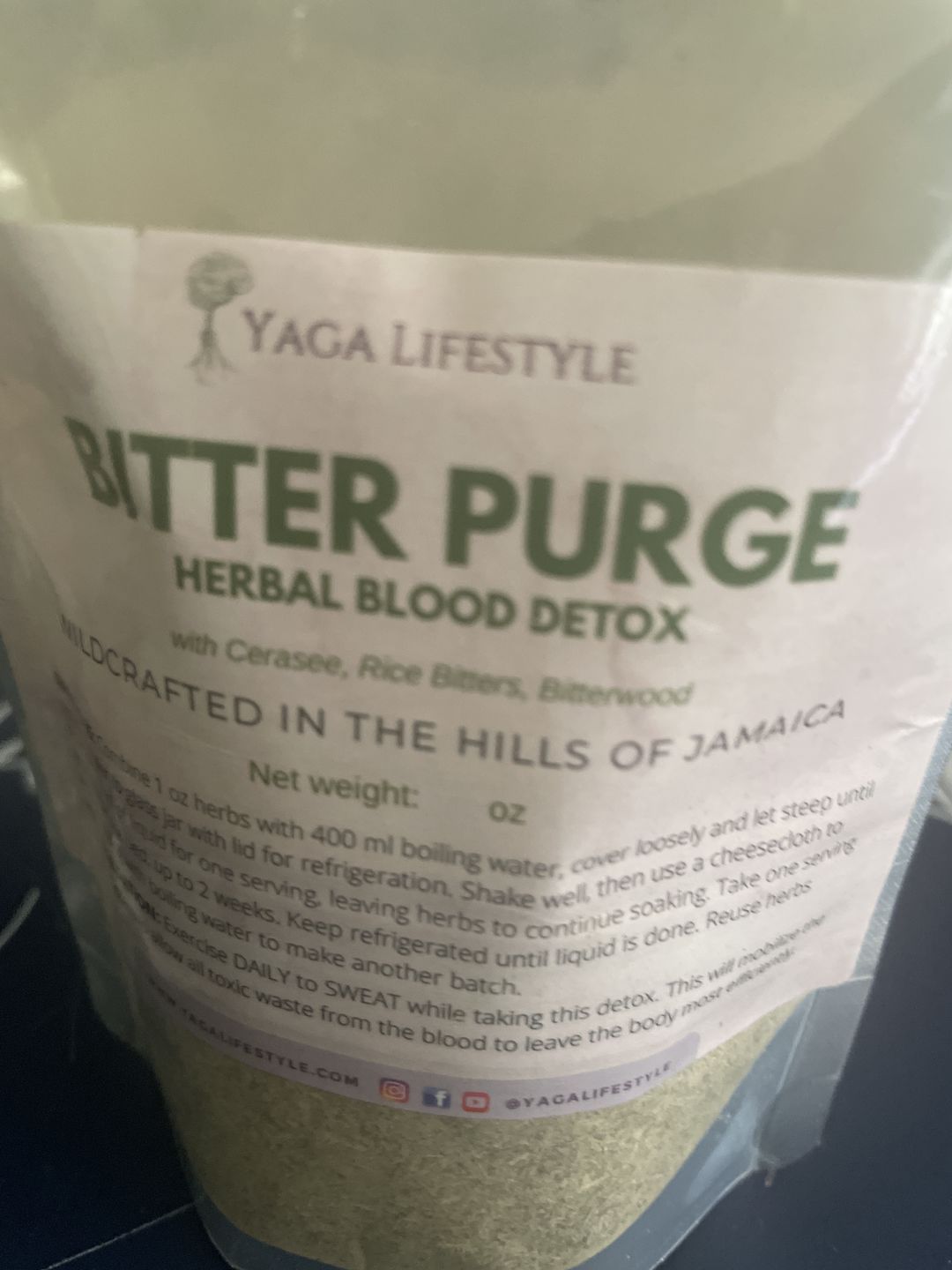 Customer photo review of Bitter Purge Herbal Detox - Alkaline Blood Cleansing Herbs
