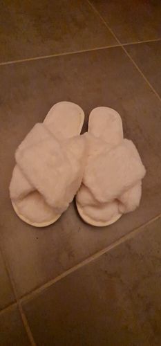 Customer photo review of Nordic Cozy Cross Band Slippers