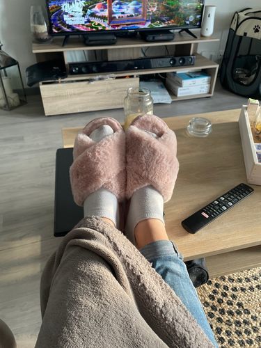 Customer photo review of Nordic Cozy Cross Band Slippers