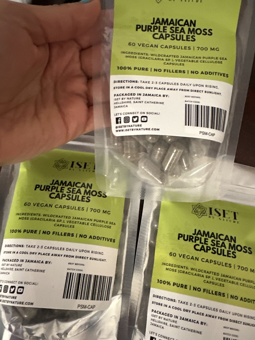 Customer photo review of Jamaican Purple Sea Moss Capsules | 700 mg | 100% Pure | No Fillers | 60 Vegan Capsules