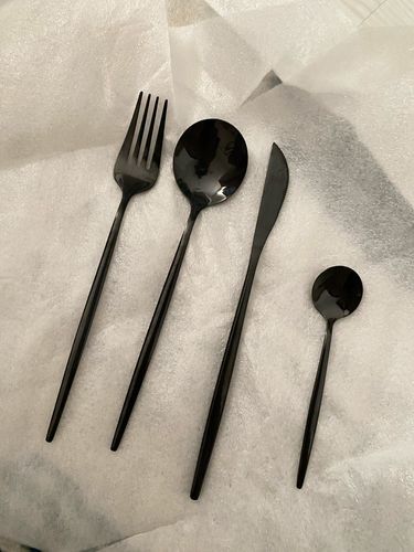 Customer photo review of Modern Black Flatware Set