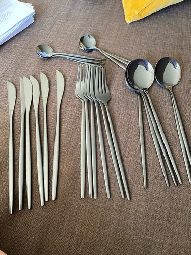 Customer photo review of Modern Silver Flatware Set
