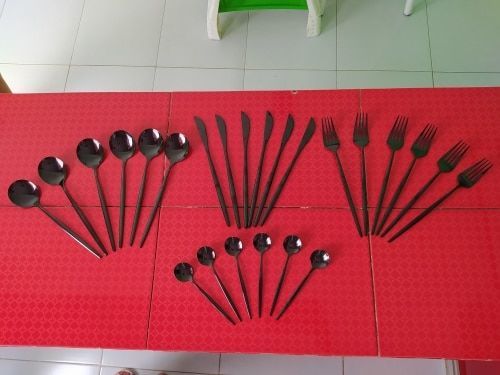 Customer photo review of Modern Black Flatware Set