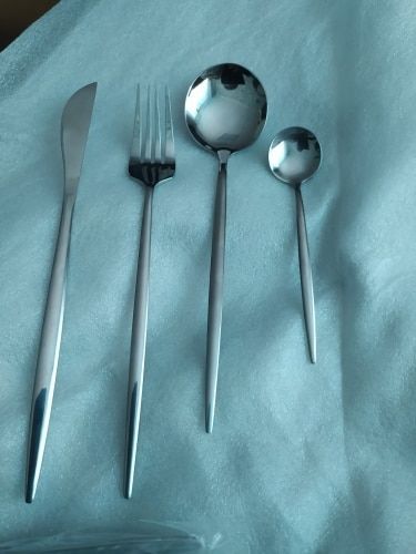 Customer photo review of Modern Silver Flatware Set