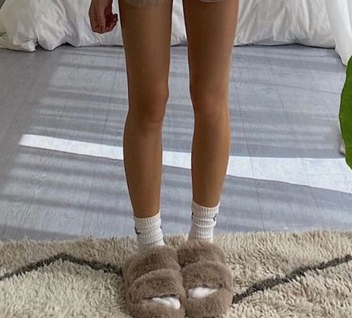 Customer photo review of Ella Faux Fur Women's Slides Sandals