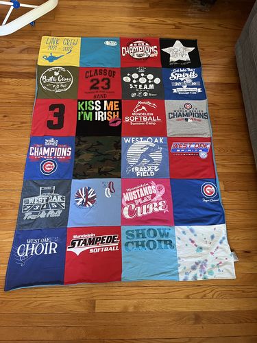 T-shirt quilt featuring west oak mustangs by Jenny from IL