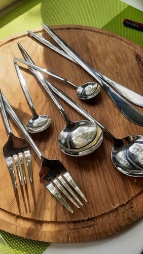 Customer photo review of Modern Silver Flatware Set