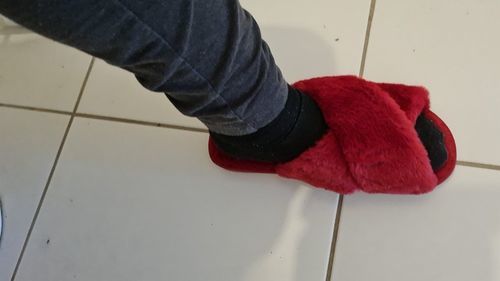 Customer photo review of Nordic Cozy Cross Band Slippers