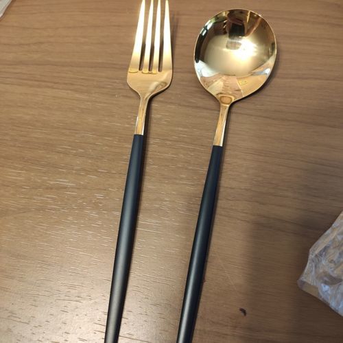 Customer photo review of Modern Golden Flatware Sets