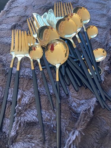 Customer photo review of Modern Golden Flatware Sets