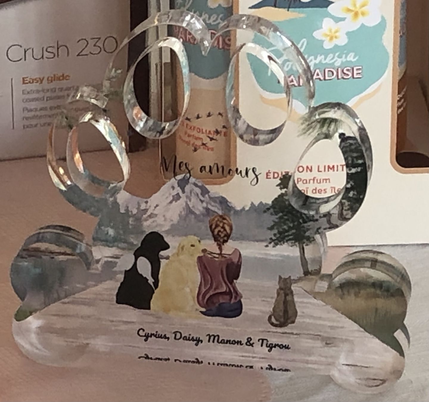 Customer photo review of Meilleurs amis - Plaque acrylique forme patte personnalisée