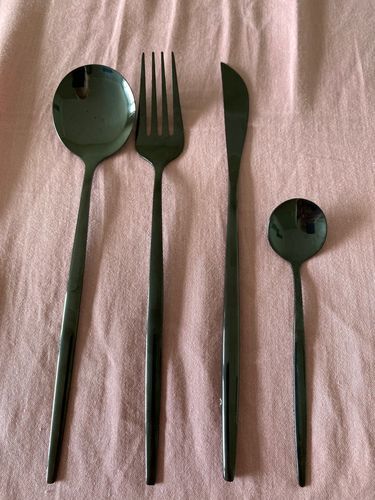 Customer photo review of Modern Black Flatware Set