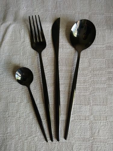 Customer photo review of Modern Black Flatware Set