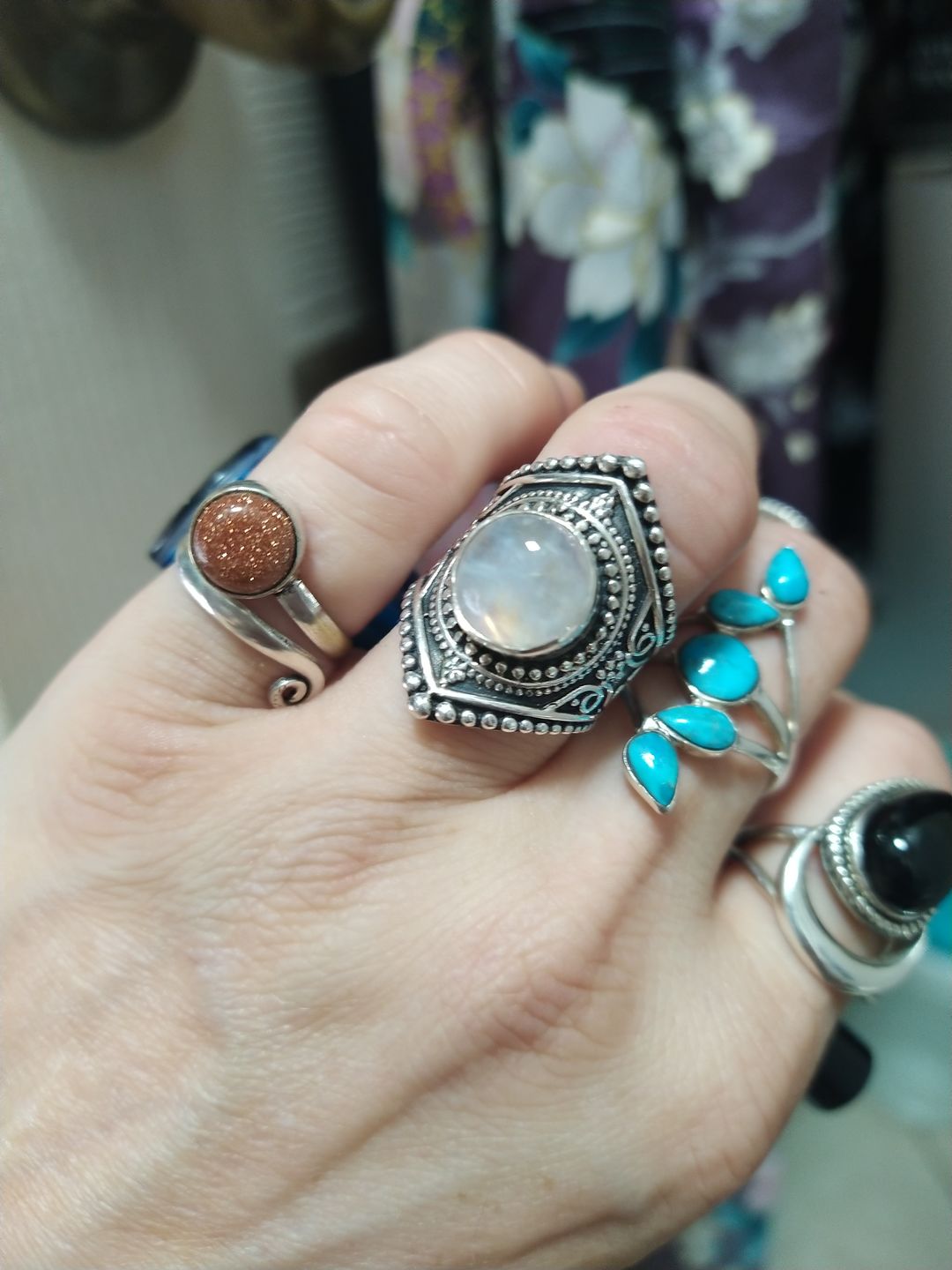 Customer photo review of Sterling Silver Boho Ring with Moonstone