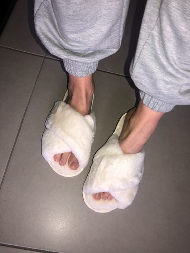 Customer photo review of Nordic Cozy Cross Band Slippers