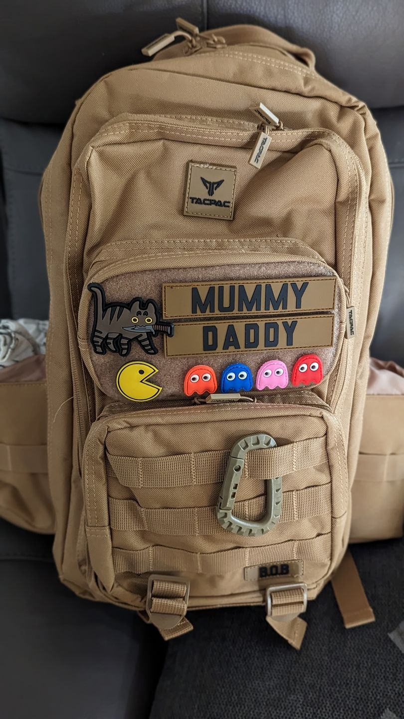 Customer photo review of Tacpac 'B.O.B' Desert Storm Nappy Bag Set (PRE ORDER)