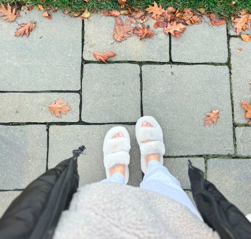 Customer photo review of Ella Faux Fur Women's Slides Sandals