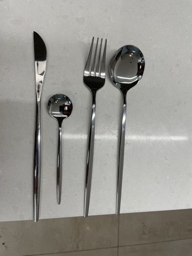 Customer photo review of Modern Silver Flatware Set