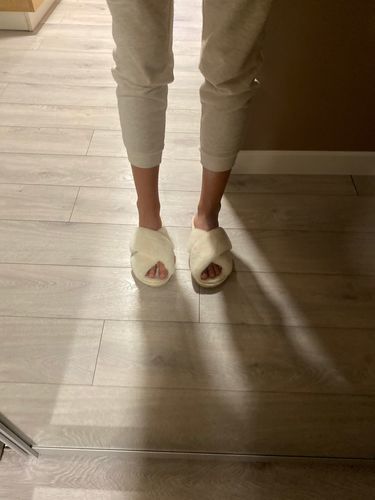 Customer photo review of Nordic Cozy Cross Band Slippers