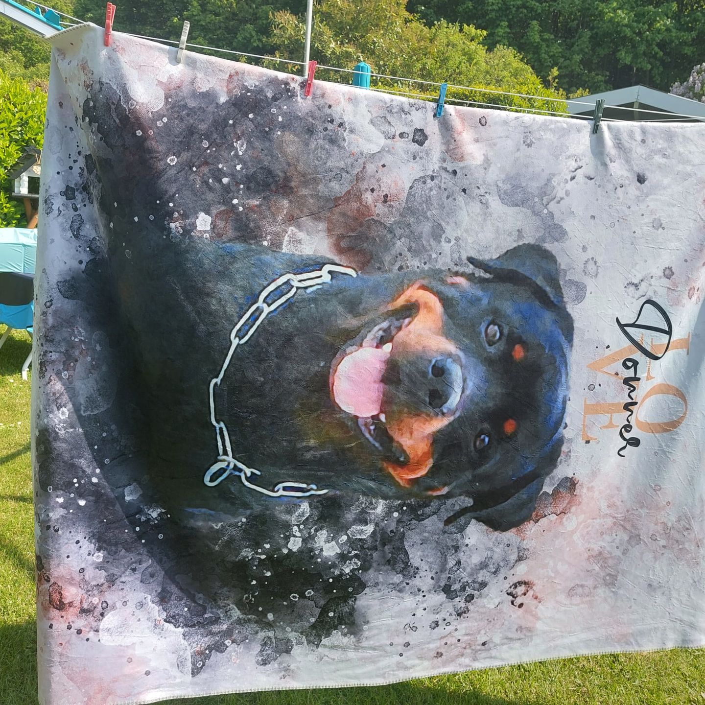 Customer photo review of Personalisierte Portrait Decke – Aquarell Stil