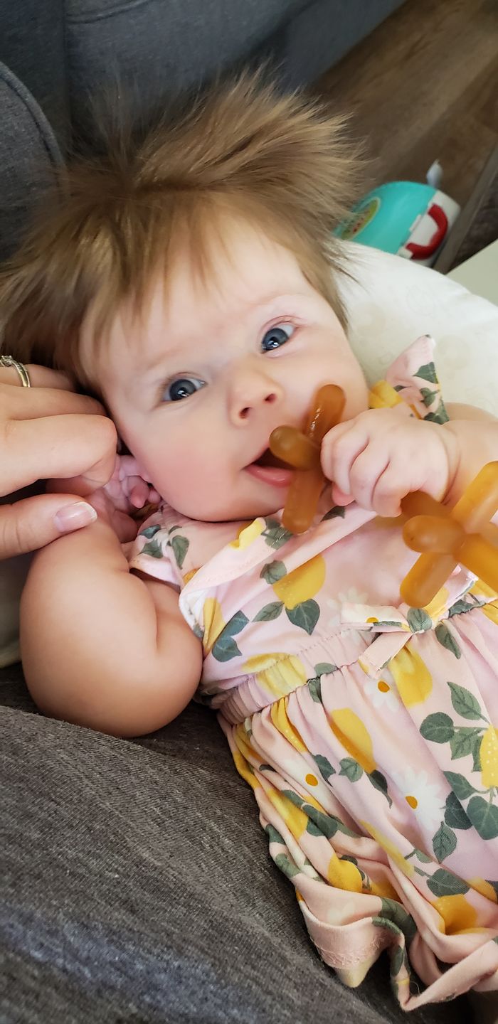 Customer photo review of 1-pack natural hevea tree rubber patented moonjax® best baby teether